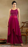 Georgette kurta set with palazzos, sleeveless and solid-colored women's fashion by Alisha