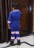 Shivarth Blue Multi Woollen Winter Combo (Sweatshirt, Skirt, Coat, Pyjama Pant) for 1-2 Year Olds, Wool, Printed Net, Long Sleeves