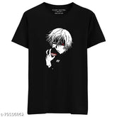 Black 100% cotton Ken Kaneki Unmasked anime T-shirt, premium quality with relaxed, comfortable classic fit and ribbed half sleeves, perfect for summers & early winters