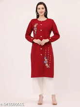 Embroidered wool kurta, long sleeves, Indian women's fashion in wool from BLUSHH COLLECTION