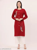 Embroidered wool kurta, long sleeves, Indian women's fashion in wool from BLUSHH COLLECTION