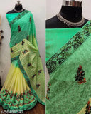 White Thread embroidered chiffon saree by KAVINDI, elegant Indian party wear with free-size blouse in Banglory silk