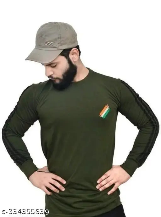 Striped polyester long sleeves Commando t-shirt for men - India