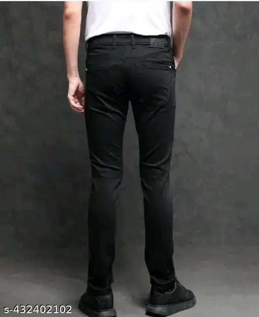 Black denim men's regular fit jeans, versatile style for everyday wear and events. Made from durable denim in size 30, origin India