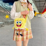 Cute fur sling bag Spongebob, soft premium fabric, fun printed net pattern, great for kids, affordable, 100% washable