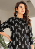 Rayon printed kurti and palazzo set with three-quarter sleeves, Indian design for women's fashion