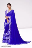 Georgette saree with ruffle frill blouse, free size, Indian handcrafted women's fashion accessory