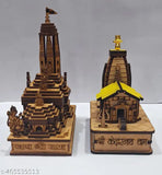 Brown wooden model of A&S VENTURES Shree Kedarnath Dham and Ayodhya Shri Ram temples for home or office, detailed 3D design
