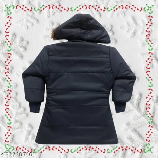 Navy Blue Nylon Girls Jacket Pack of 1 - Durable and stylish girls' jacket for chilly weather, perfect for winter or outdoor activities