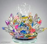 Transparent crystal lotus for positive energy, multi-colored glass prism for good luck & prosperity, found in home decor or living rooms