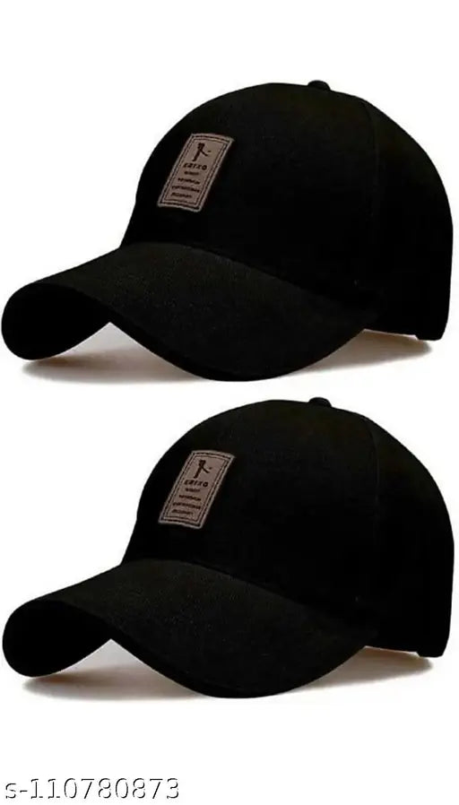 Black cotton traditional cap set, solid net design, pack of 2 from India