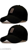 Black cotton traditional cap set, solid net design, pack of 2 from India