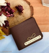 Faux leather customized men's wallet, 5 compartments, name printed, free size (10cm x 11cm), made in India