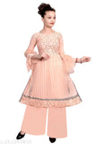 Georgette Anarkali Kurta Set for Girls & Kids, traditional ethnic wear with dupatta and sharara bottoms, made in India
