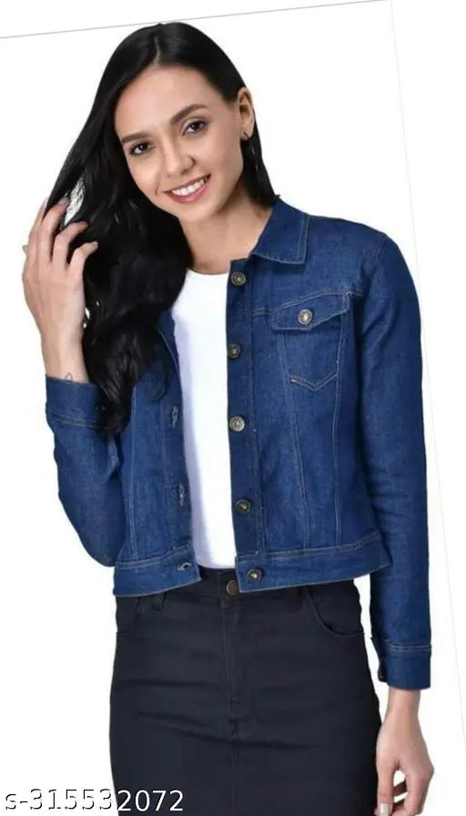 Dark denim long-sleeve jacket, solid design, sizes S-XL, made in India