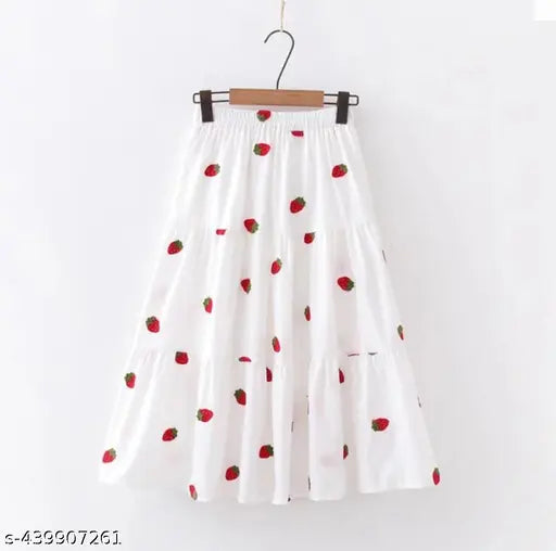 Elegant rayon printed net western skirt for women, India-made fashion garment on model