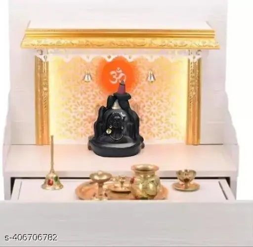 Resin Lord Adiyogi Mahadev Shiv Idol Backflow Cone Incense Holder with 11 free cones - Indian decorative showpiece for study or meditation area