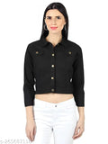 One Amore rough and tough denim jacket for women, solid cotton blend long sleeves, women's size S-XL, Indian-made denim apparel on hanger