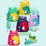 Waterproof polyester dinosaur bag for toddlers. Adorable cartoon design, adjustable straps, spacious with 5 compartments, ideal for school or travel. Free size (8cm x 24cm x 26cm). Made in China