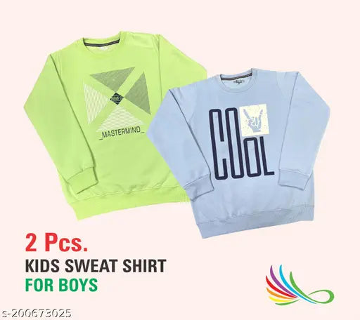 Boys sweatshirt combo (2pcs), wool long-sleeve printed, 3-4yrs to 11-12yrs Indian made