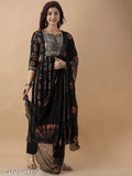 Rayon Nayra cut kurta set, printed combo, three-quarter sleeves, Indian fashion for women
