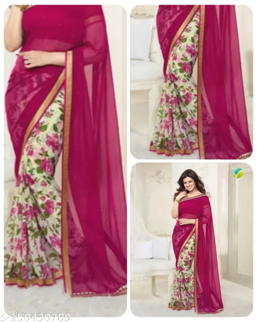 Chitrarekha attractive crepe saree, printed pattern, single Assam Silk, free size