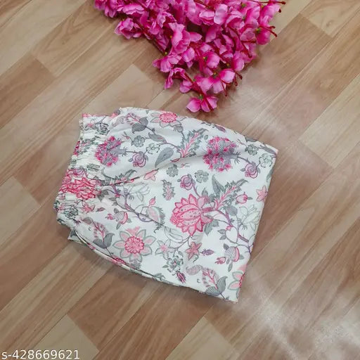 Printed cotton ethnic kurta with palazzo pants set, three-quarter sleeves, single size available (S-XL), women's fashion from India