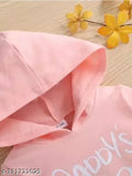 Pink cotton blend hoodie with girl daddy print, long sleeves for kids aged 2-13 years