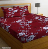 Cotton floral elastic double bedsheet set & 2 pillow covers, superfine quality for summer, ideal for adults, made in India