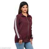 Colorblocked polyester woman's sport jacket, featuring soften fabric for comfort, long sleeves, front zipper opening, and two side pockets - India origin