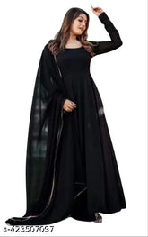 Georgette maxi dress with dupatta, floral print and digital printed for festivals or parties