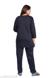 Embroidered woolen nightwear top and pyjamas with pocket, comfortable winter fleece for women