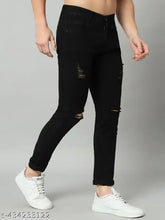 Black Jeans for Men's Slim Fit - Solid net, high-quality Lycra fabric, stylish and comfortable. Available sizes: 30, 32, 34 (waist 30/32/34, length 40 in, hip 34/36/38). Indian origin