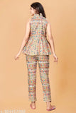 Women's sleeveless cotton foil print top with pant coords in unity luxure dress unity luxure, high-quality ethnic fashion attire