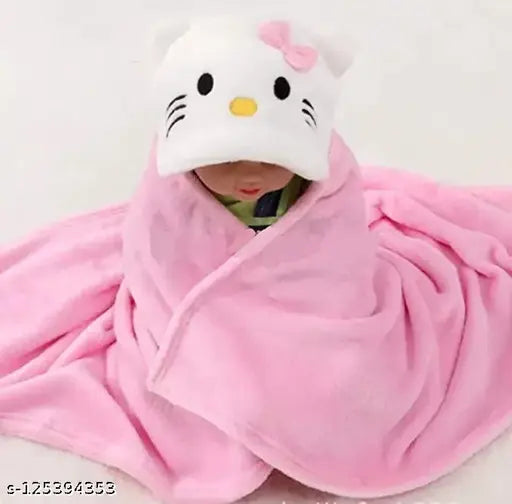 Fleece unisex hooded swaddler blanket by BABYZONE - ideal for newborn babies, perfect baby gift, made in India