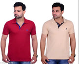 Cotton blend La MIlano Polo neck t-shirt combo, solid color, short sleeves, high quality Indian made