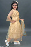 Embroidered net lehenga choli with long sleeves and matching net dupatta for girls, 8-11 years old, Indian traditional wear