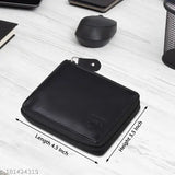 Black Faux Leather Men's Wallet - 2 Compartments, Sleek & Secure, Premium Quality Accessory