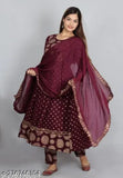 Navy-blue rayon Anarkali Dupatta Set with printed Kurta and Pant, three-quarter sleeves, women's fashion 2023. woman kurti design, latest kurtis for ladies, best kurta design for woman