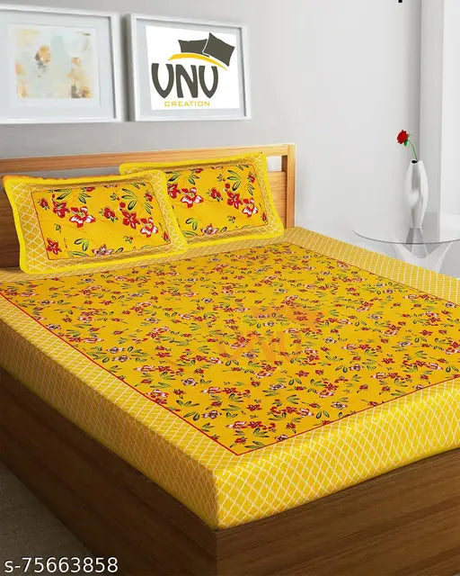 Superfine cotton Jaipuri double queen bedsheet combo pack, ideal for adults. Two sets with four pillow covers