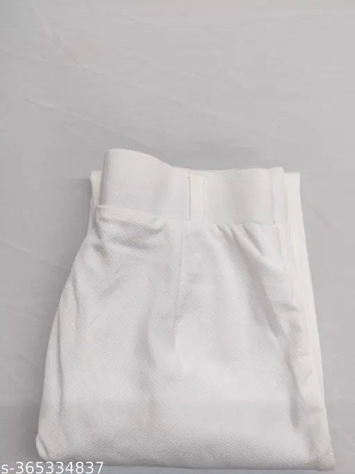 White Lycra trousers, regular fit for women, solid pattern, ideal for casual and office wear