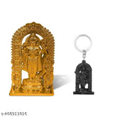 Golden metal Ayodhya Ram Lalla keychain with black counterpart for car dashboard