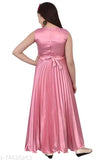 Long-sleeve checked net party dress for girls in silk satin blend, 100% authentic Indian craftsmanship