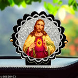 Sparkling acrylic Jesus Christ religious idol, perfect for car decoration, hand-frushed with glittery shine. Ideal gift for various occasions