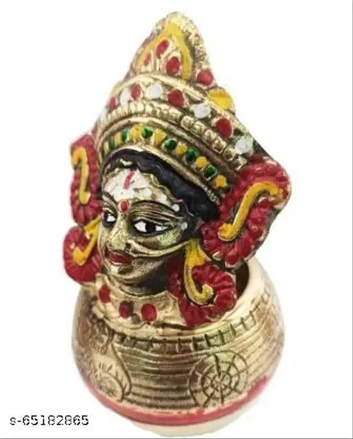 Medium brass Laxmi Devi Manak Mukha Kalash, intricately adorned, 6 inch height, Indian festival decor
