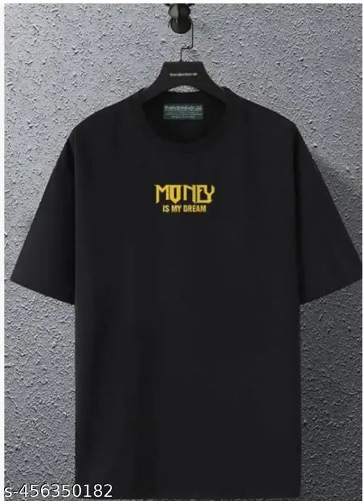Large cotton oversized men's t-shirt with printed design, featuring short sleeves and single quantity N, made in India