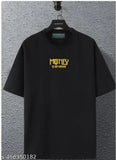 Large cotton oversized men's t-shirt with printed design, featuring short sleeves and single quantity N, made in India