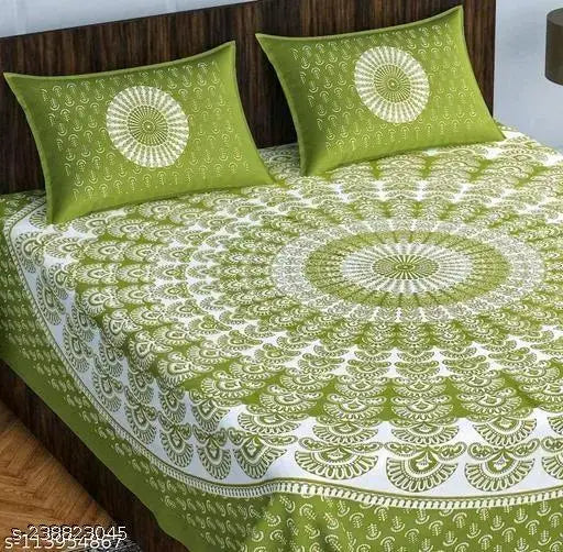 100% Jaipuri cotton Double bedsheet with 2 pillow covers, vibrant ethnic motifs. Add a touch of traditional style to your home