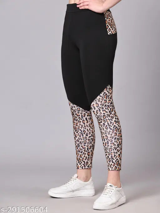 Printed Lycra jeggings for women under 300 INR, featuring flattering fit and eye-catching net pattern. (Size 26/Waist 26in, Length 39in, Hip 30in)