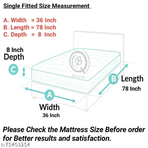 Glace cotton, summer-ready single bedsheet with pillow cover (36x78), 3D printed design by AANANYA HOME PRODUCT